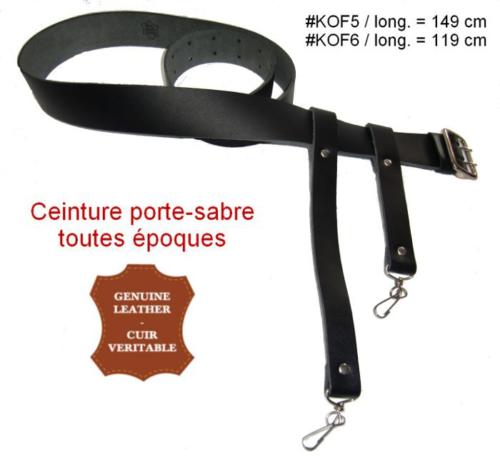 KOF5  KOF6 - Ceinture porte sabre toutes époques - disponible en 2 longueurs (119 cm et 149 cm) - EN STOCK